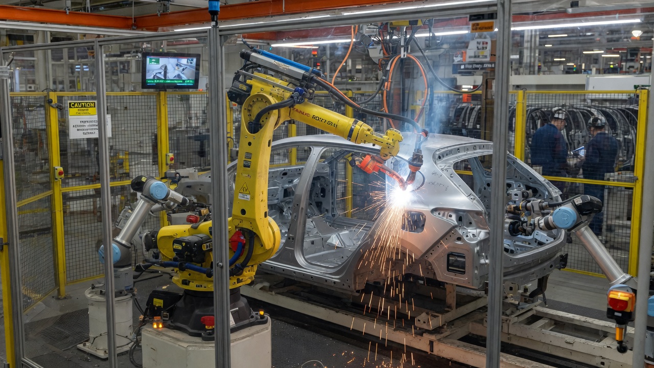Endüstriyel robot hücresi güvenlik bariyerleri