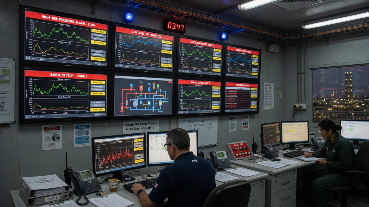 SCADA kontrol odası ve alarm paneli