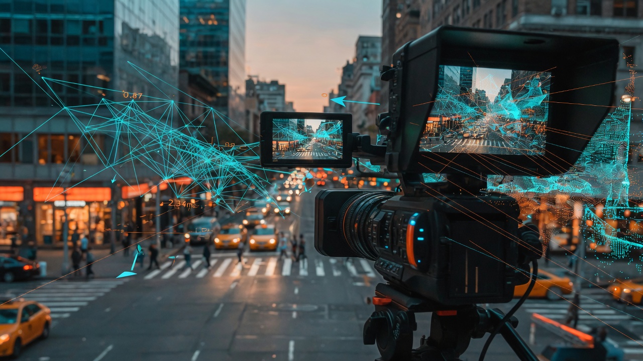 Şehir sokağı videosundan 3D mesh oluşumu kavramı