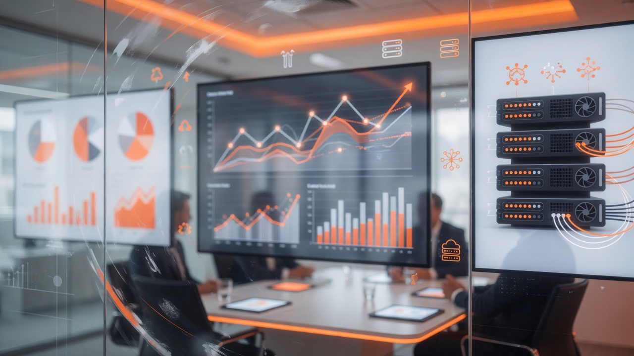 Kazanç toplantısı ve AI altyapı soyut görseli