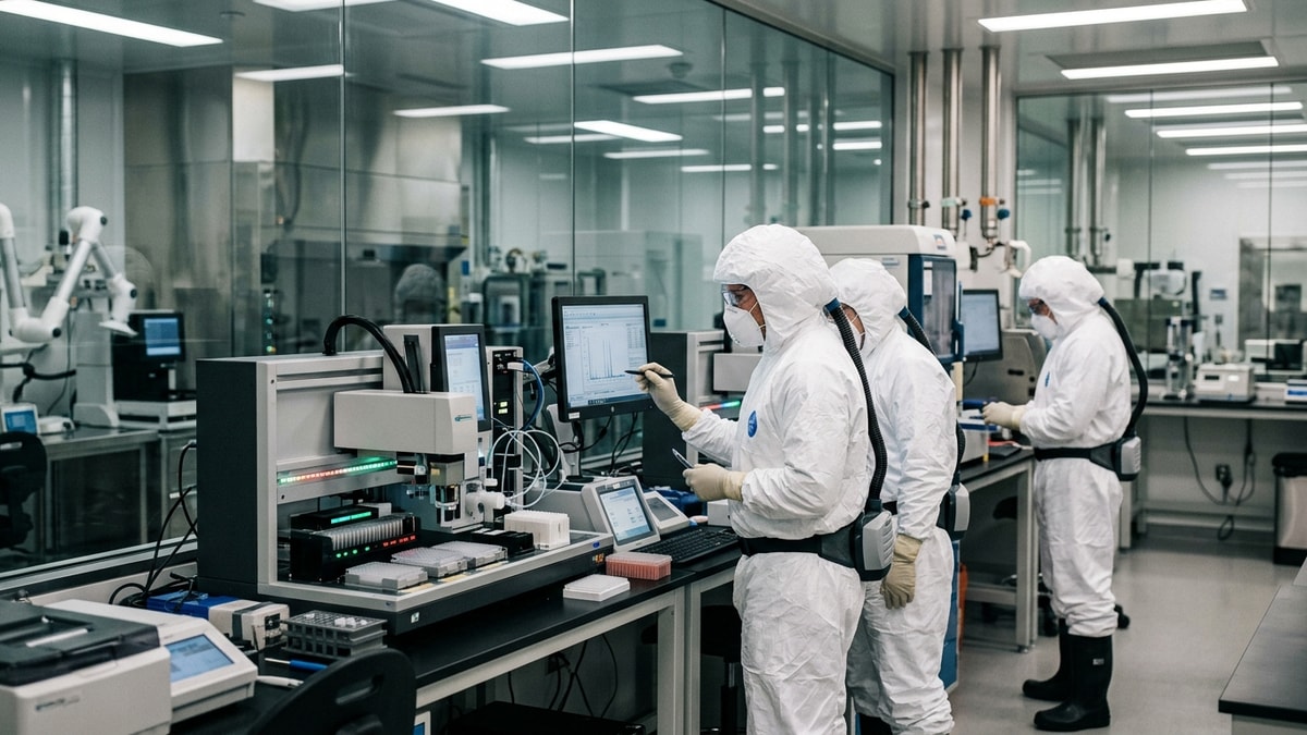 Biyomedikal laboratuvar ortamında hedefli protein parçalayıcı ilaç molekülleri üzerinde çalışan araştırmacılar